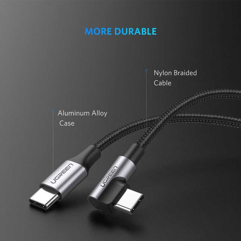 UGREEN UGREEN UGREEN USB-C (オス) To USB-C (オス) 3A 急速充電ケｰブル (L字型タイプ) 0.5m  50122 50122