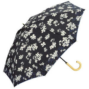 ワールドパーティー 日傘 長傘 T/Cフラワープリントスカラップ Wpc. [ 晴雨兼用傘 / 50cm ] ブラック 81-38083-101