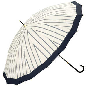 ワールドパーティー 雨傘 長傘 16本骨切り継ぎストライプ [ 晴雨兼用傘 / 55cm ] オフ 5508-08-001