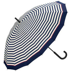 ワールドパーティー 雨傘 長傘 UNISEX 16K アンブレラ [ 晴雨兼用傘 / 60cm ] ピンクラインボーダー UX02-038-001