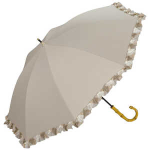 ワールドパーティー 日傘 長傘 遮光 バイアスチェックフリル [ 晴雨兼用傘 / 50cm ] ベージュ 81-15391-101