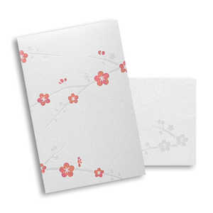 フタバ 箔ぽち袋メッセージカード付き (ROKKAKU) 松竹梅シリーズ「梅」3枚入 PB00103