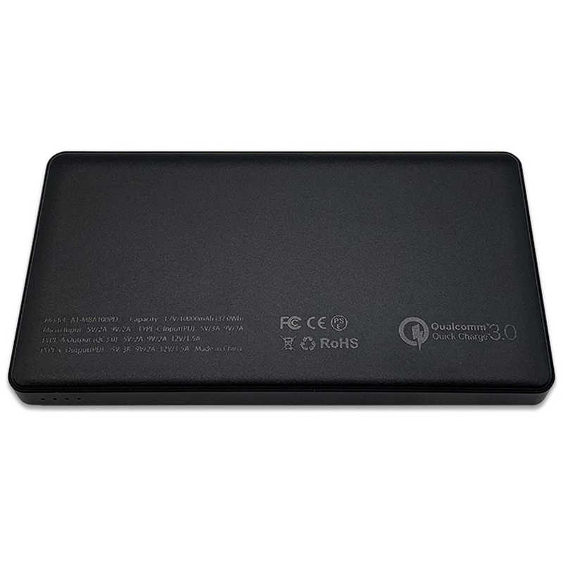 TAG label by amadana TAG label by amadana スマートフォン対応 [USB給電] モバイルバッテリー ブラック [10000mAh /USB PD対応･QC対応 /3ポート /充電タイプ] AT-MBA100PD-BK AT-MBA100PD-BK