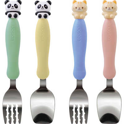 エジソン販売 フォーク＆スプーン KIDS マルチケース付 ネコ の
