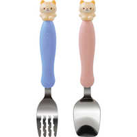 エジソン販売 フォーク＆スプーン KIDS マルチケース付 ネコ の通販
