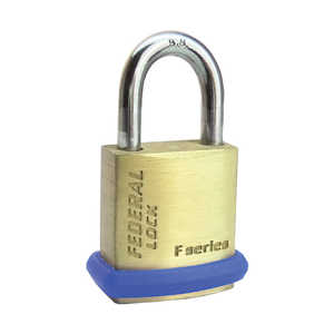 FEDERAL 南京錠 真鍮製 PEリング付 鍵2個付 20mm ツルステンレス F20S-P