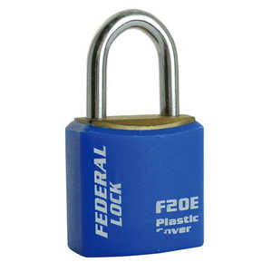 FEDERAL 南京錠 真鍮製 20mm 同一KEY ツル径3.7mm 鍵2個付 ブルー F20E-B-KA202-P