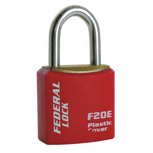 FEDERAL 南京錠 真鍮製 20mm 同一KEY ツル径3.7mm 鍵2個付 レッド F20E-R-KA203-P