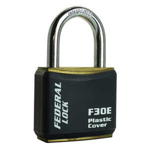 FEDERAL 南京錠 真鍮製 30mm 同一KEY ツル径5mm 鍵2個付 ブラック F30E-BK-KA301-P