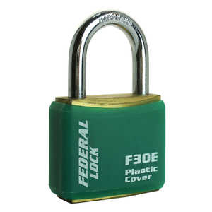 FEDERAL 南京錠 真鍮製 30mm 同一KEY ツル径5mm 鍵2個付 グリーン F30E-GN-KA305-P