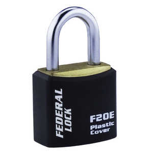 FEDERAL 南京錠 真鍮製 ボディーカバー付 20mm ツル径3.7mm ブラック F20E-BK-P