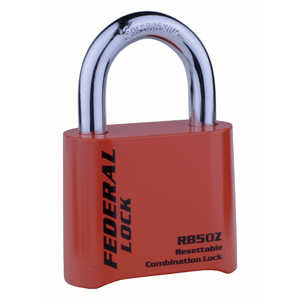 FEDERAL 4桁ダイヤル式南京錠 チェンジKEY付 ツル径7.9mm レッド RB50ZR-R-P