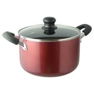 リビング 半寸胴鍋 22cm IH対応 キュイジーヌ ガラス蓋付き ハンズンドウナベ22CM