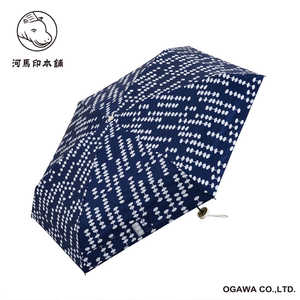 小川 折りたたみ傘 コンパクト そろばん(留紺/とめこん) 河馬印本舗 ［晴雨兼用傘 / レディース / 50cm］ LDWS-CM50PM-3