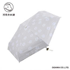 小川 折りたたみ傘 コンパクト 蕎麦ぼうろ(蕎麦切色/そばきりいろ) 河馬印本舗 ［晴雨兼用傘 / レディース / 50cm］ LDWS-CM50PM-4