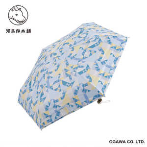 小川 折りたたみ傘 コンパクト 折り紙(青藤/あおふじ) 河馬印本舗 ［晴雨兼用傘 / レディース / 50cm］ LDWS-CM50PM-6