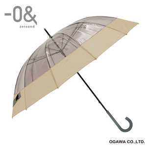 小川 12本骨 クリアアンブレラ -0＆(ゼロアンド) ［雨傘 /60cm］ ベージュ LDB-12KPOE-BE