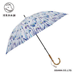 小川 長傘 はなしょうぶ 河馬印本舗 薄藍/うすあい ［晴雨兼用傘 /レディース /50cm］ LDW50P23