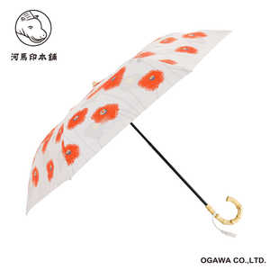 小川 2段折りたたみ傘 ポピー(京緋色/きょうひいろ) 河馬印本舗 ［晴雨兼用傘 / レディース / 50cm］ LDW-50M-25TOP