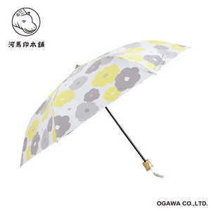 小川 折りたたみ傘 花(金糸雀色/かなりあいろ) 河馬印本舗 ［晴雨兼用傘 / レディース / 50cm］ LDW-50M-20