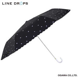 小川 折りたたみ傘 UV変色プリント パンジー 彩傘(イロカサ) LINEDROPS ブラック [晴雨兼用傘 /レディース /55cm] LD-UV-55PM-3 BK