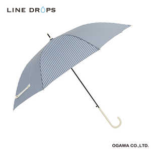 小川 長傘 ストライプ LINEDROPS ［雨傘 /60cm］ ブルー 24LD-UST-60J-2