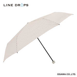 小川 折りたたみ傘 ストライプ LINEDROPS ［雨傘 /レディース /55cm］ ピンクベージュ 24LD-UST-55M-1