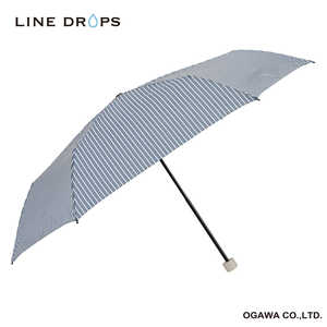 小川 折りたたみ傘 ストライプ LINEDROPS ［雨傘 /レディース /55cm］ ブルー 24LD-UST-55M-2