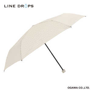 小川 折りたたみ傘 ストライプ LINEDROPS ［雨傘 /レディース /55cm］ ベージュ 24LD-UST-55M-3
