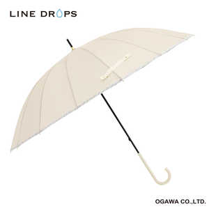 小川 長傘 16本骨雨傘 LINEDROPS ［雨傘 /60cm］ ベージュ 24LD-U16K-4