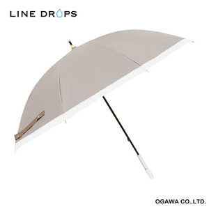 小川 長傘 グログランリボン LINE DROPS ［晴雨兼用傘 /50cm］ グレージュ 24LD-PGR-2