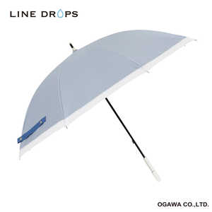 小川 長傘 グログランリボン LINE DROPS ［晴雨兼用傘 /50cm］ ブルーグレー 24LD-PGR-3