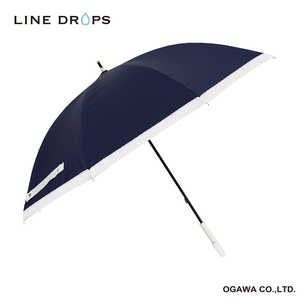 小川 長傘 グログランリボン LINE DROPS ［晴雨兼用傘 /50cm］ ネイビー 24LD-PGR-4