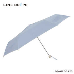 小川 折りたたみ傘 グログランリボン×ステッチ LINEDROPS ［晴雨兼用傘 / レディース / 50cm］ ブルーグレー 24LD-PGS-3M