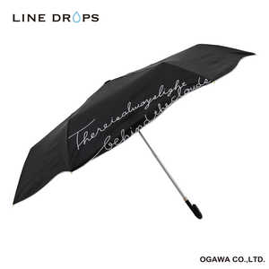 小川 折りたたみ傘 刺繍 LINE DROPS ［晴雨兼用傘 /50cm］ ブラック 24LD-PEB-2M
