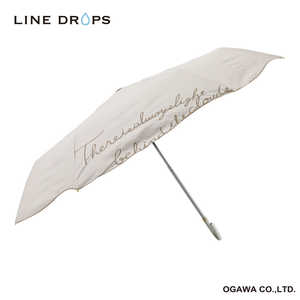 小川 折りたたみ傘 刺繍 LINE DROPS ［晴雨兼用傘 /50cm］ ベージュ 24LD-PEB-3M