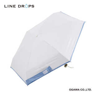 小川 折りたたみ傘 ヌビパラソル 吸水共袋付き LINEDROPS ［ 晴雨兼用傘 / レディース / 50cm ］ ブルーグレー 25LD-K-50PM-3