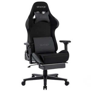 ルームワークス ゲーミングチェア ［W720xD720xH1205～1275mm］ VESTEX S1FTシリーズ(フットレスト付き) ブラック VES-S1FTBK