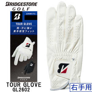 ブリヂストン ゴルフ用品 ゴルフグローブ TOUR GLOVE ［右手着用(左打ち用) / 25cm］ ホワイト GL2603
