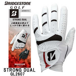 ブリヂストン ゴルフ用品 ゴルフグローブ STRONG DUAL ［左手着用(右打ち用) / 22cm］ ホワイト×レッド GL2607