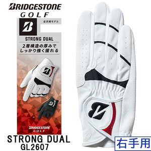 ブリヂストン ゴルフ用品 ゴルフグローブ STRONG DUAL ［右手着用(左打ち用) / 25cm］ ホワイト×レッド GL2608