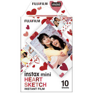 富士フイルム　FUJIFILM チェキ インスタントフィルム カラー instax mini HEART SKETCH(ハートスケッチ) ［10枚 /1パック］ INSTAXMINIHEARTSKETC