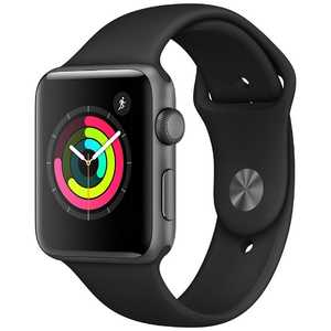アップル Apple Watch Series 3（GPS） 42mm スペースグレイアルミニウムケースとブラックスポーツバンド　MQL12J/A MQL12JA