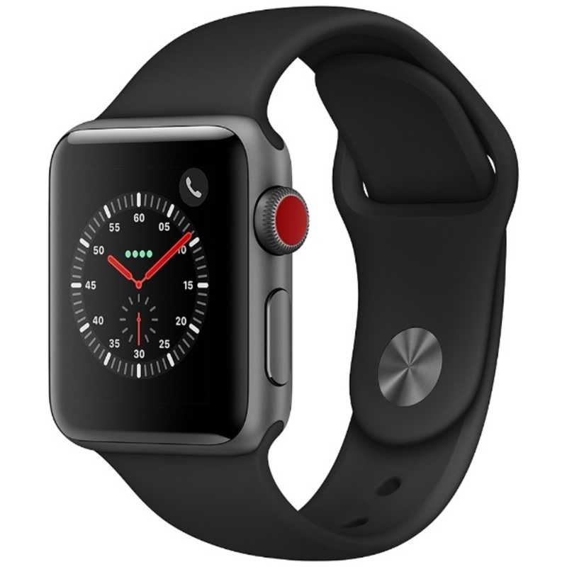 アップル アップル Apple Watch Series 3（GPS + Cellularモデル） 38mm スペースグレイアルミニウムケースとブラックスポーツバンド　MQKG2J/A MQKG2JA MQKG2JA
