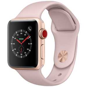 アップル Apple Watch Series 3（GPS + Cellularモデル） 38mm ゴールドアルミニウムケースとピンクサンドスポーツバンド　MQKH2J/A MQKH2JA