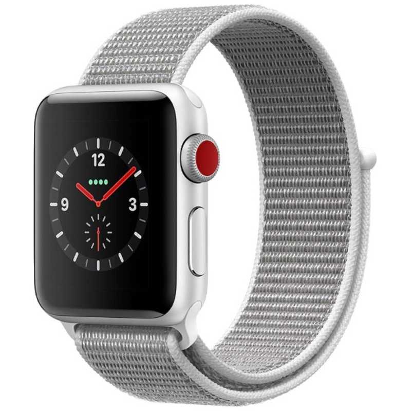 アップル アップル Apple Watch Series 3(GPS+Cellularモデル) 38mm MQKJ2J/A シルバｰアルミニウムケｰスとシｰシェルスポｰツルｰプ MQKJ2J/A シルバｰアルミニウムケｰスとシｰシェルスポｰツルｰプ