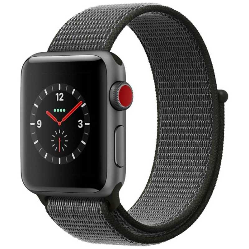 アップル アップル Apple Watch Series 3（GPS + Cellularモデル） 38mm スペースグレイアルミニウムケースとダークオリーブスポーツループ MQKK2J/A スペｰスグレイアルミニウムケｰスとダｰクオリｰブスポｰツルｰプ  MQKK2J/A スペｰスグレイアルミニウムケｰスとダｰクオリｰブスポｰツルｰプ 