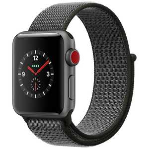 アップル Apple Watch Series 3（GPS + Cellularモデル） 38mm スペースグレイアルミニウムケースとダークオリーブスポーツループ MQKK2J/A スペｰスグレイアルミニウムケｰスとダｰクオリｰブスポｰツルｰプ 