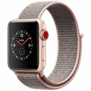 アップル Apple Watch Series 3（GPS + Cellularモデル） 38mm ゴールドアルミニウムケースとピンクサンドスポーツループ　MQKL2J/A MQKL2JA