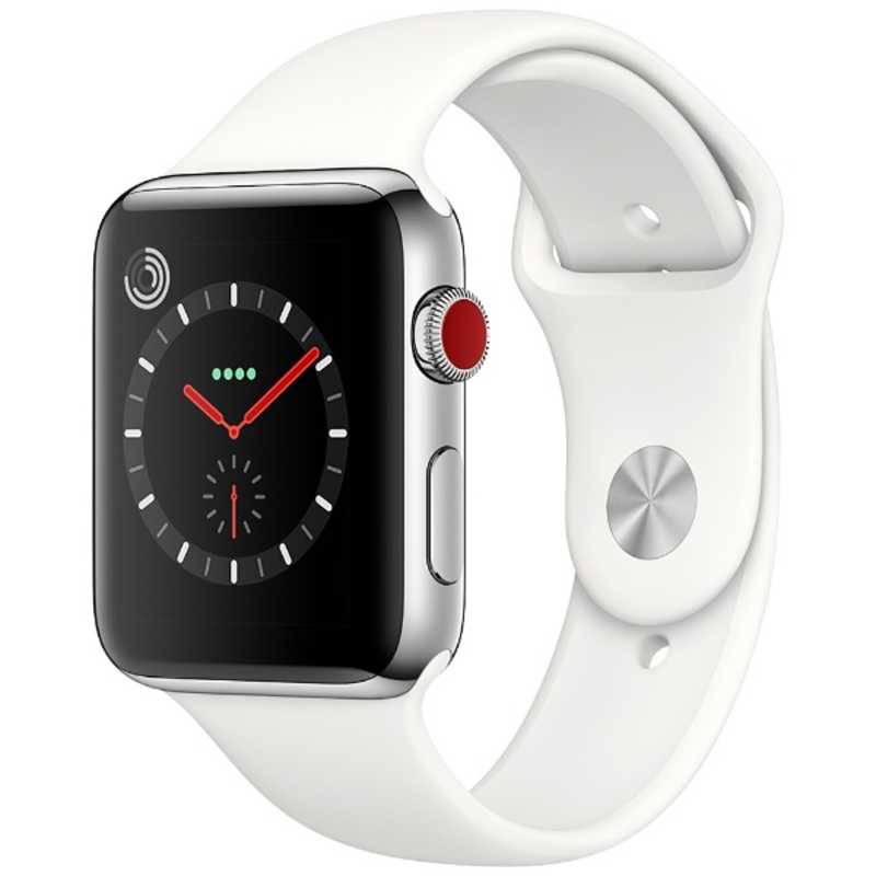アップル アップル Apple Watch Series 3（GPS + Cellularモデル） 42mm ステンレススチールケースとソフトホワイトスポーツバンド　MQLY2J/A MQLY2JA MQLY2JA